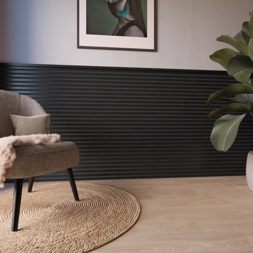 Kleurstaal lattenwand Decowall Acoustic zwart 25x30cm