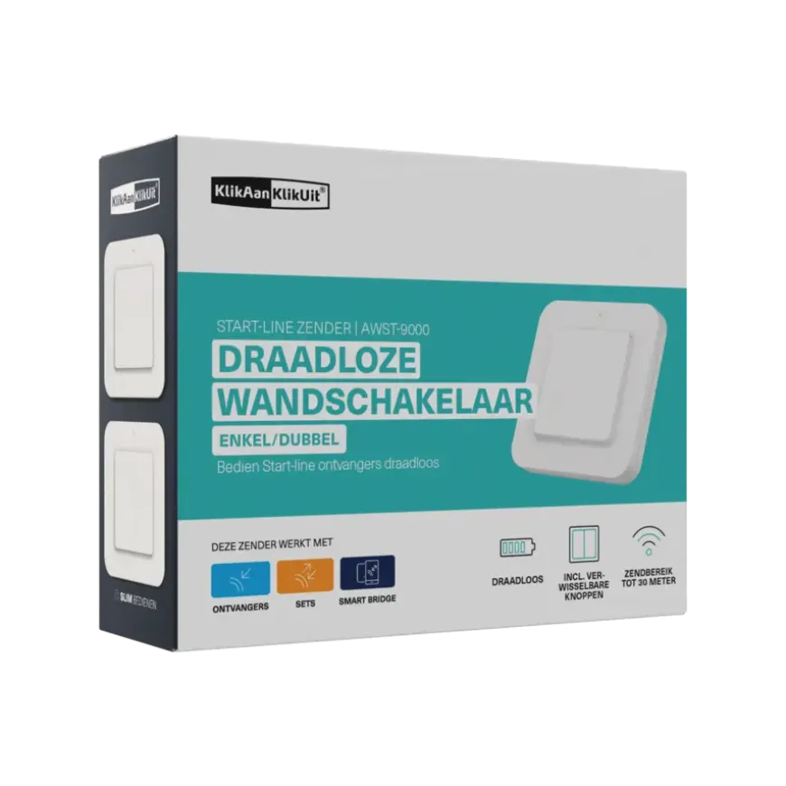 KlikAanKlikUit Draadloze enkelvoudige/dubbele wandschakelaar AWST-9000
