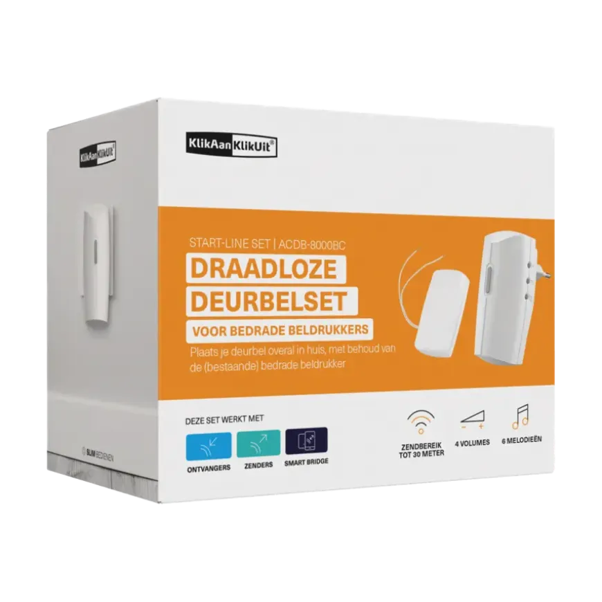 KlikAanKlikUit Plug-in draadloze deurbelset met zender ACDB-8000BC