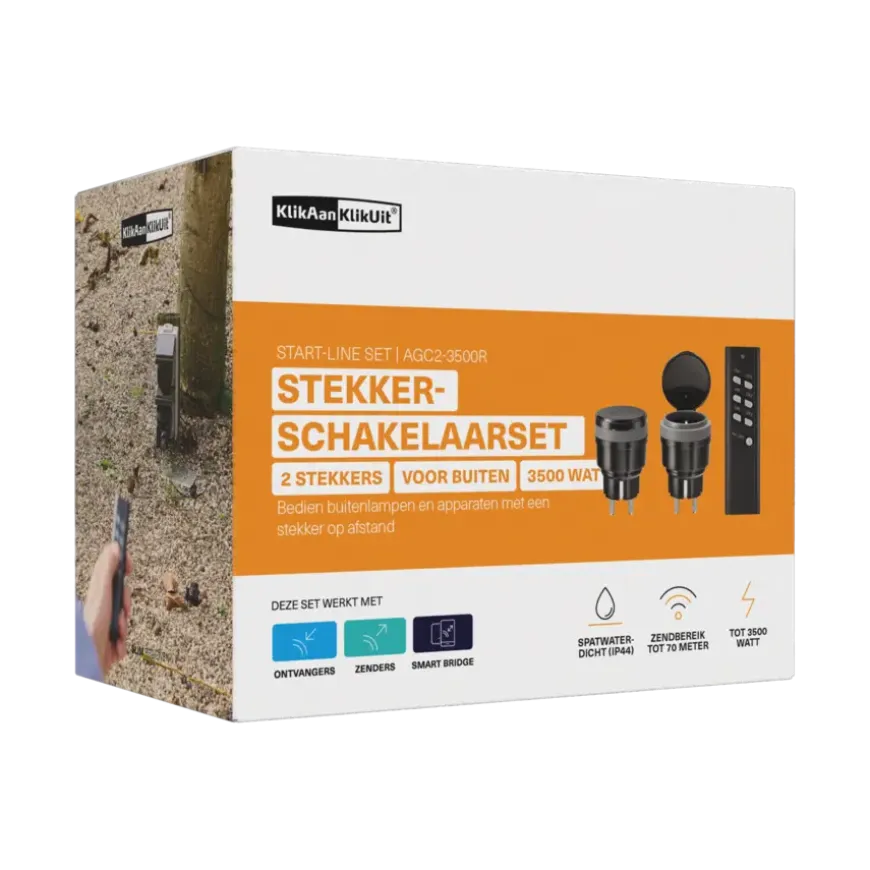 KlikAanKlikUit schakelset AGC2-3500R met afstandsbediening en 2x stopcontact