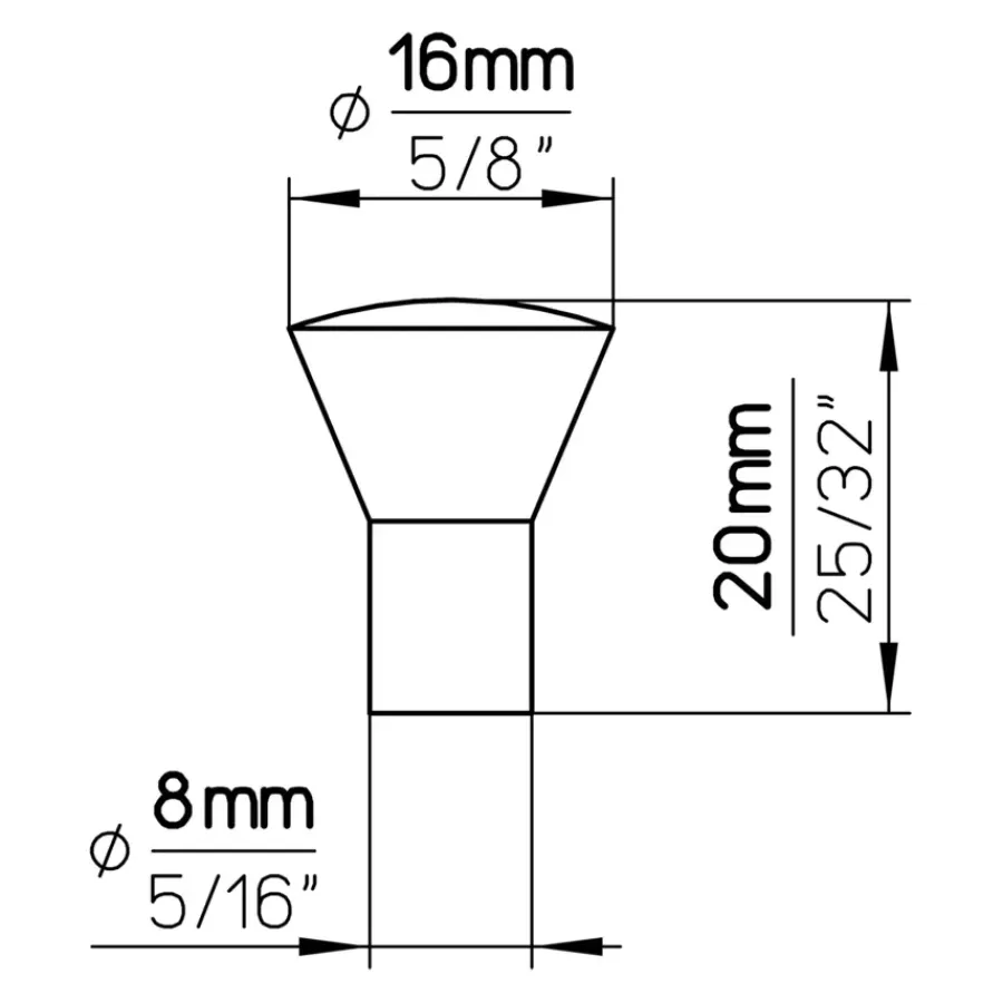 Siro Knop Ashley rvs look 16mm