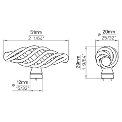 Siro Knop Claire zwart 51mm