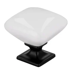 Siro Knop Irene wit/zwart mat 34mm