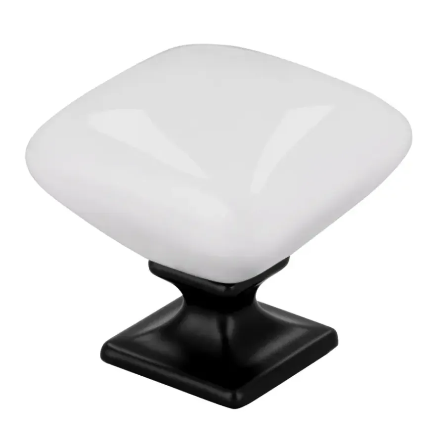 Siro Knop Irene wit/zwart mat 34mm