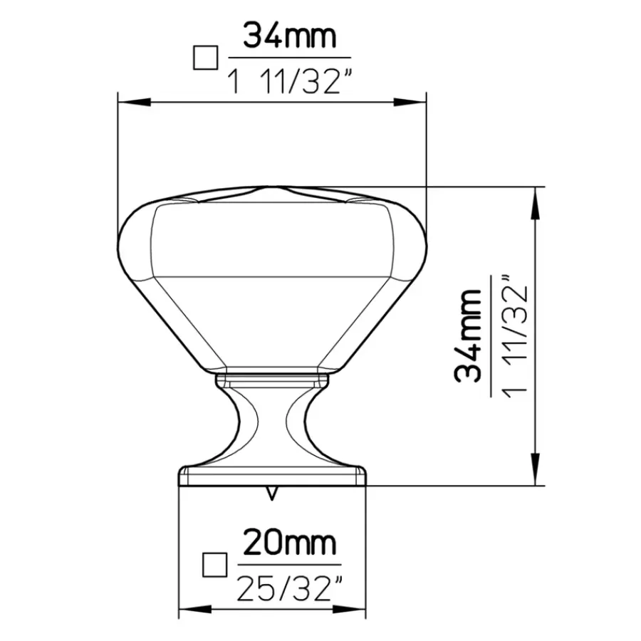 Siro Knop Irene wit/zwart mat 34mm