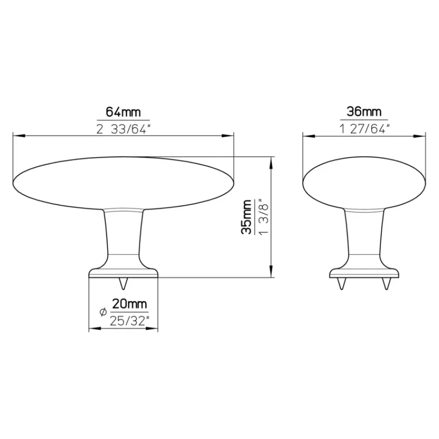 Siro Knop Jort zwart 64mm