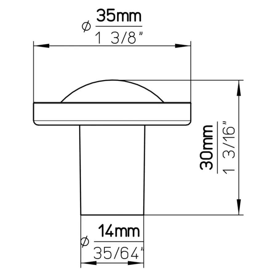 Siro Knop Mette rvs look 35mm