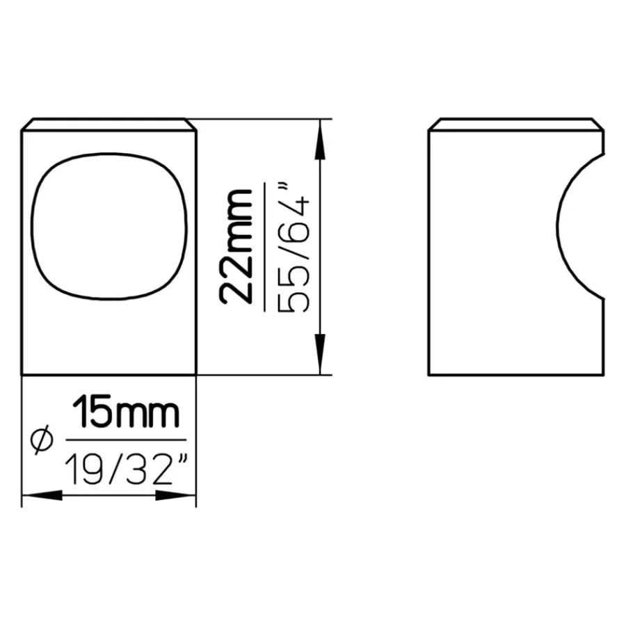 Siro Knop Noa rvs 15mm
