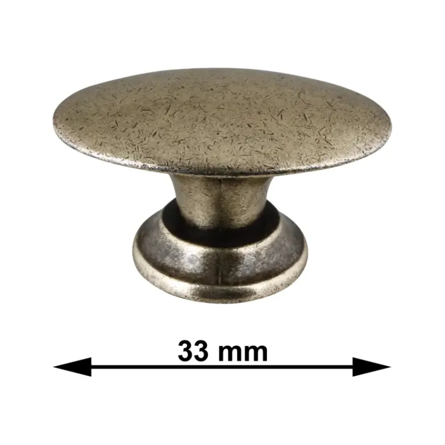 Geen Knop Ovaal messing antiek 33mm