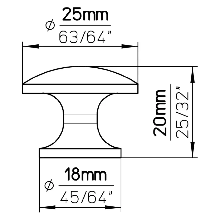 Siro Knop Sophia aluminium 25mm