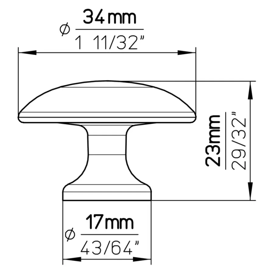 Siro Knop Sophia rvs look 35mm