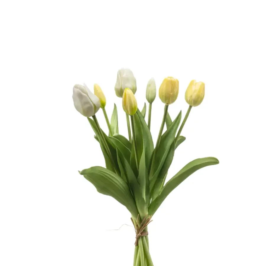 Emerald Kunsttulp bundel 40 cm wit/geel 7 stuks