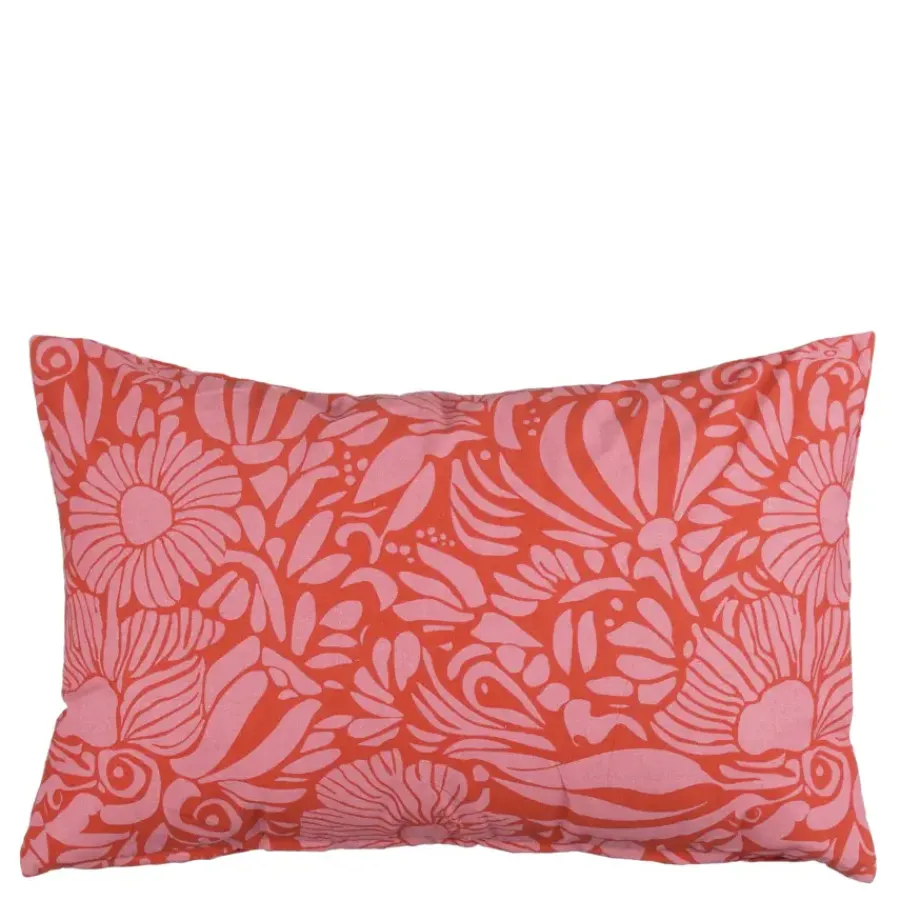 Geen Kussen bloemen roze - l55xb35xh10cm