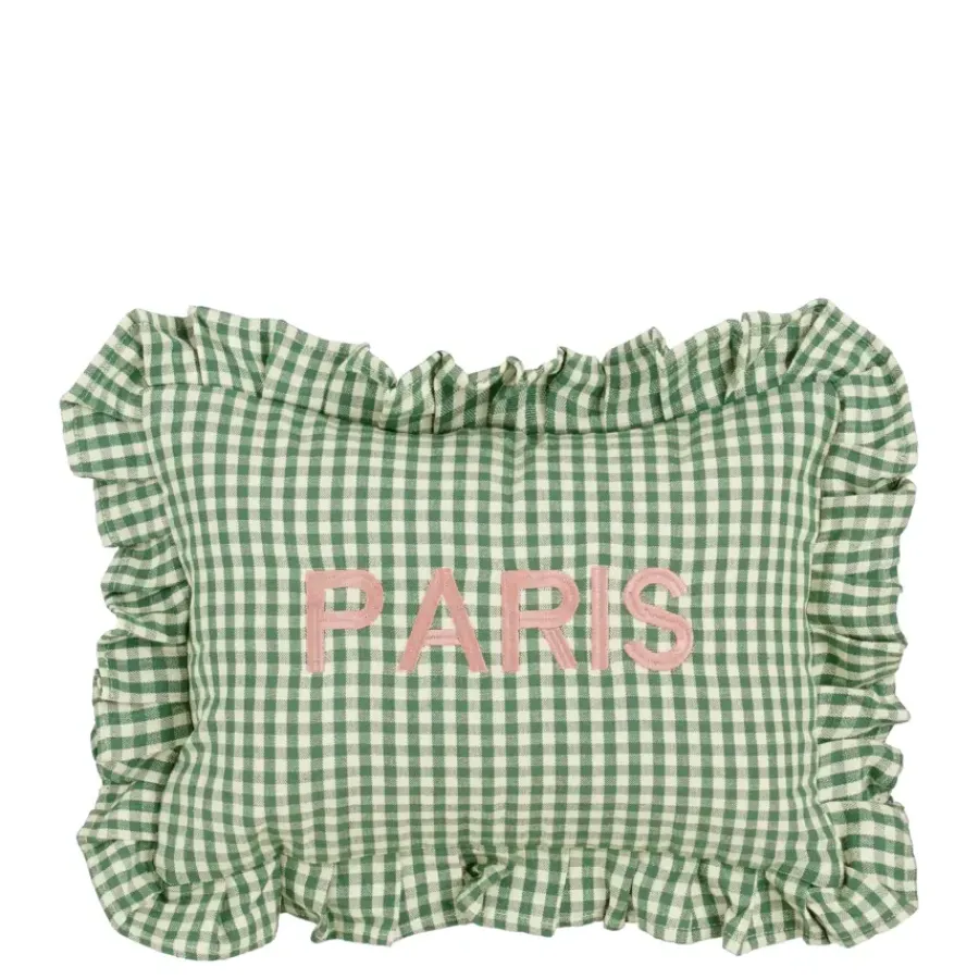 Geen Kussen Paris groen - l35xb25xh10cm