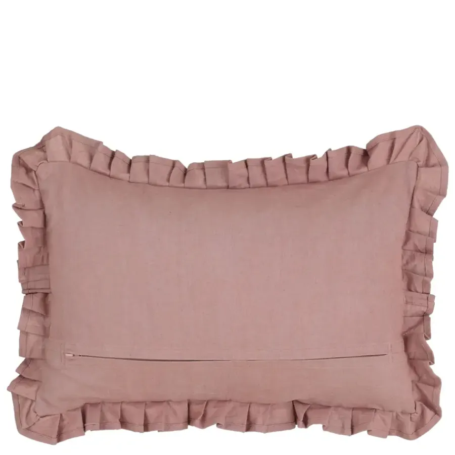 Geen Kussen ruffled oud roze - l55xb35xh10cm