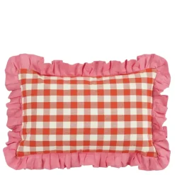 Geen Kussen ruit rood - l55xb35xh10cm