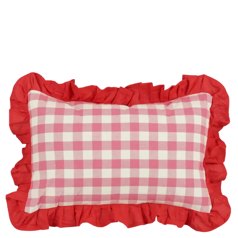 Geen Kussen ruit roze - l55xb35xh10cm