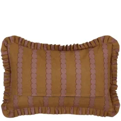 Geen Kussen streep ruffled hart bruin 55 x 53 cm
