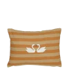 Geen Kussen streep zwanen beige oranje 35 x 25 cm