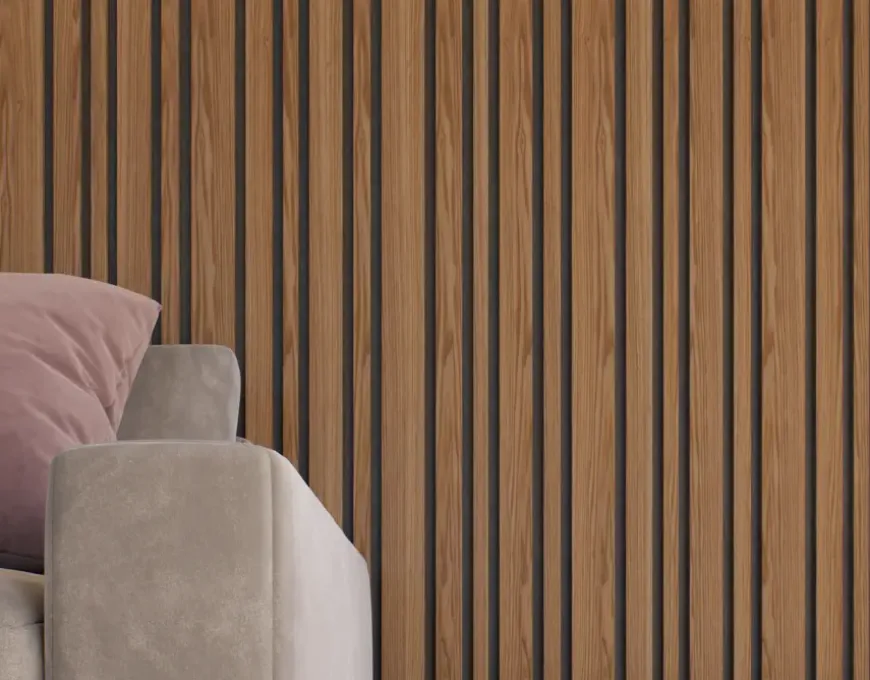 Lattenwand Decowall Acoustic Blend brons eiken, combinatie van verschillende breedtes, 260x30cm, 2 stuks (1.56m2)