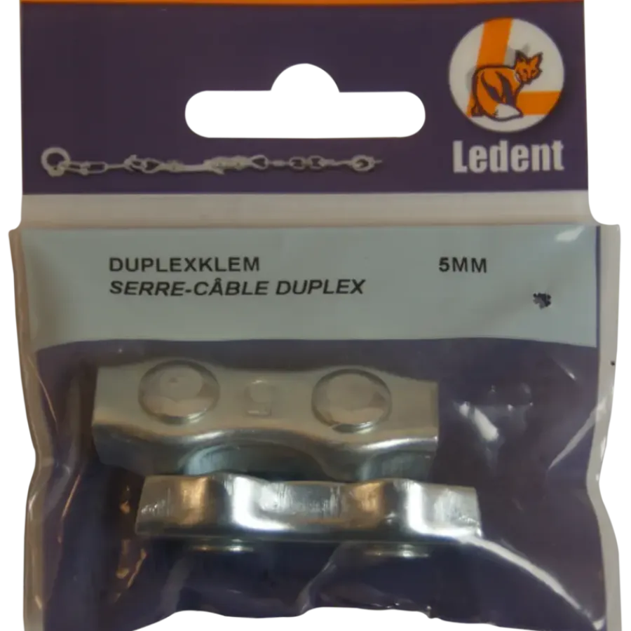 Ledent kabelklem duplex tot Ø 5 mm verzinkt (2 stuks)