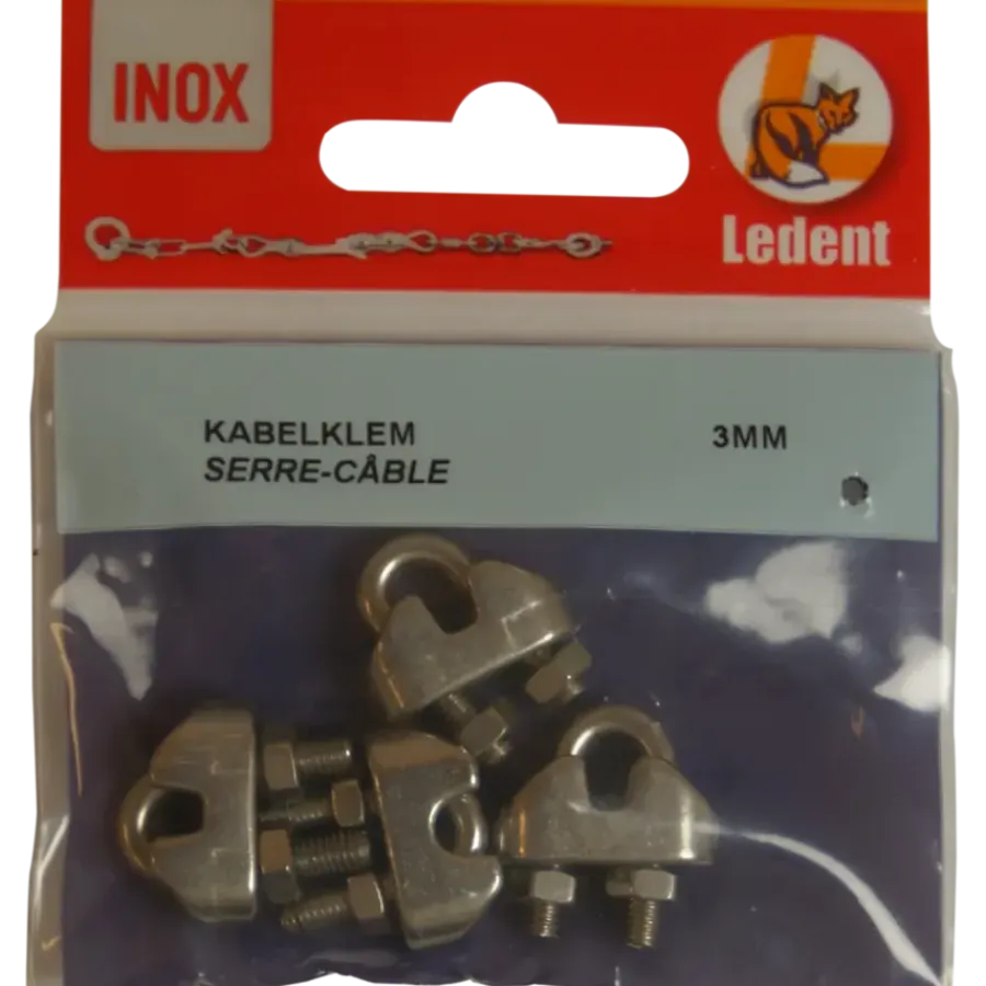 Ledent kabelklem tot Ø 3 mm rvs (4 stuks)