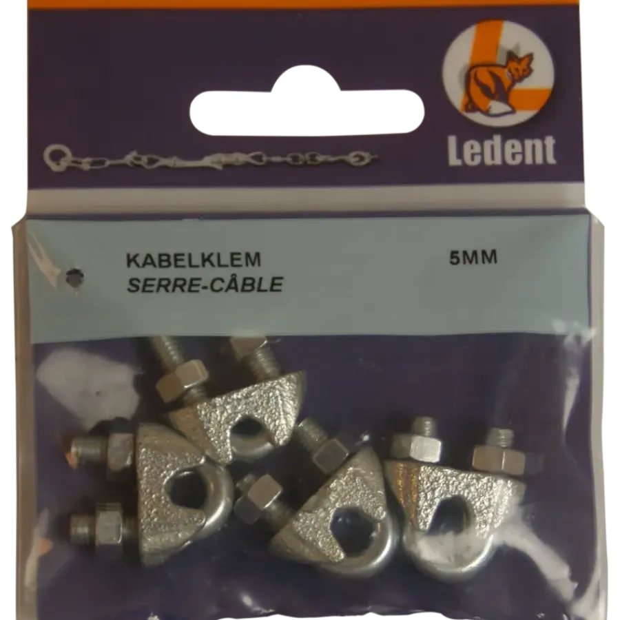 Ledent kabelklem tot Ø 5 mm verzinkt (2 stuks)