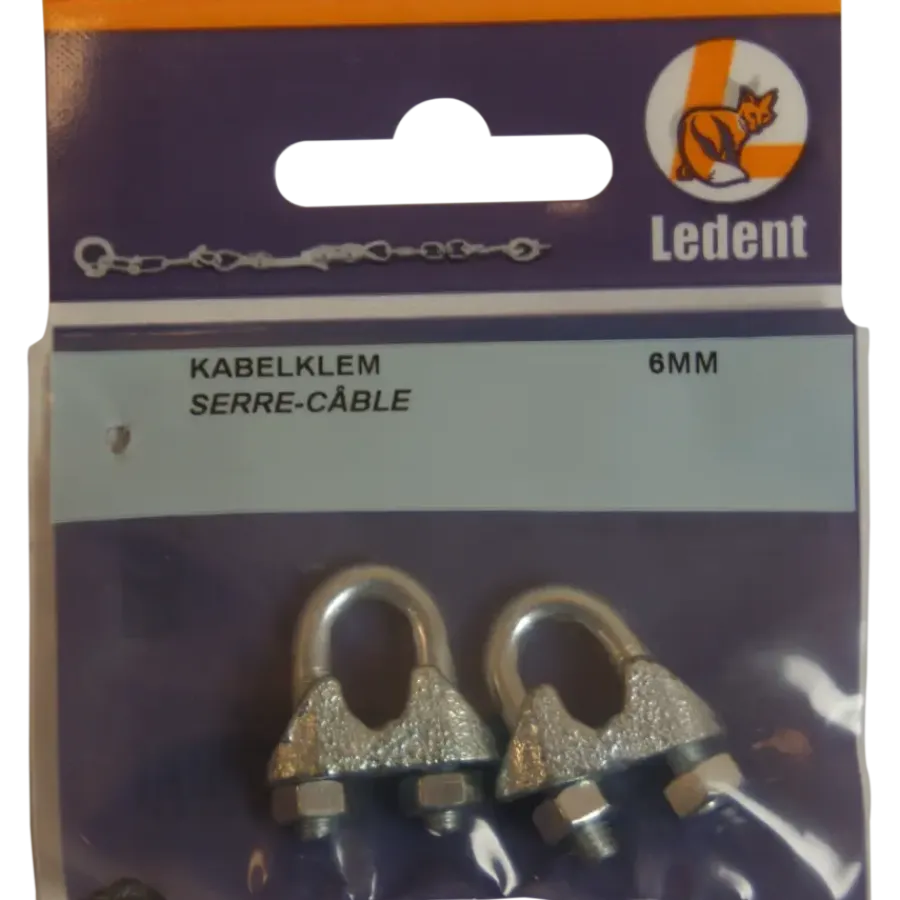 Ledent kabelklem tot Ø 6 mm verzinkt (2 stuks)