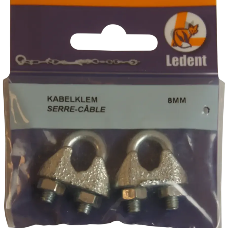 Ledent kabelklem tot Ø 8 mm verzinkt (2 stuks)