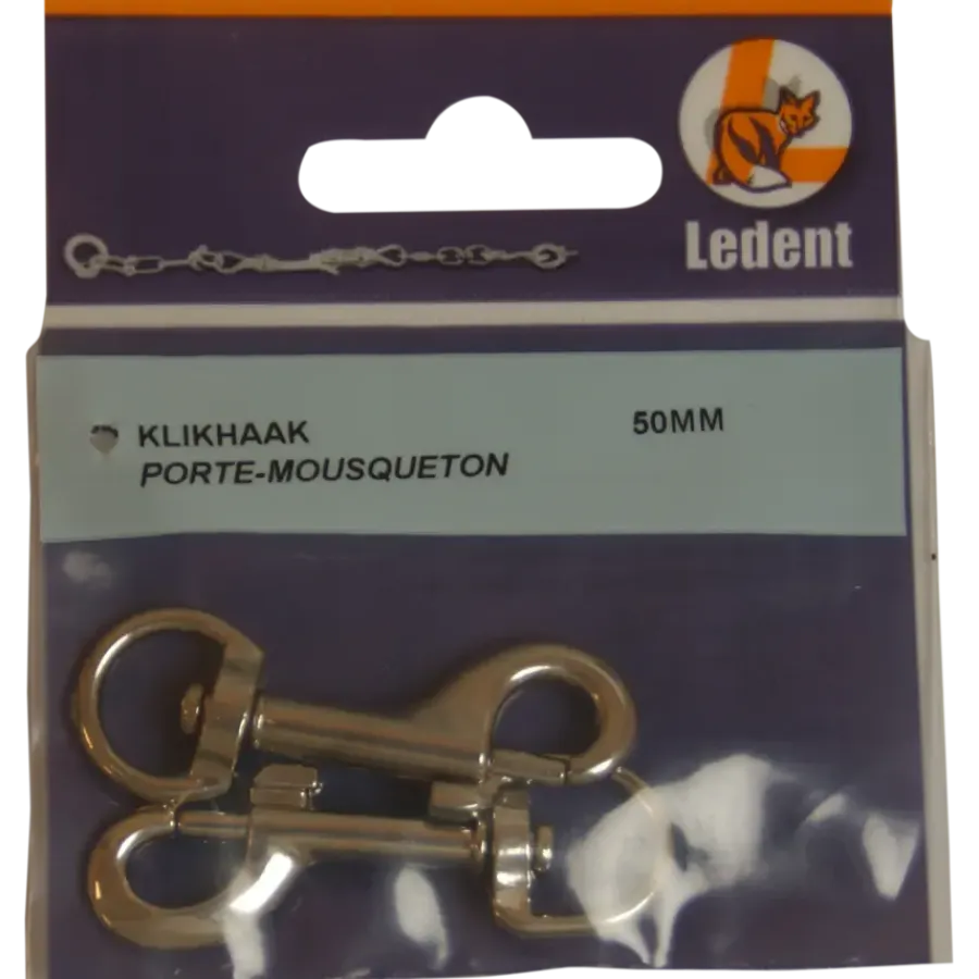 Ledent musketonhaak vernikkeld 50 mm 2 stuks