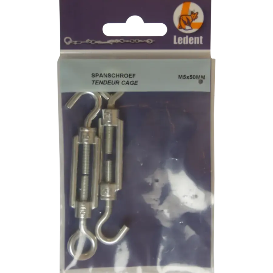 Ledent spanwartel haak/oog verzinkt 5 mm (2 stuks)