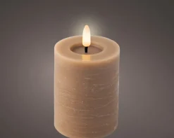 Lumineo LED kaars wax bruin