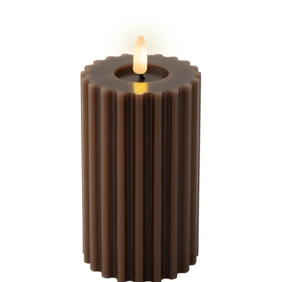 Lumineo LED kaars wax donker bruin