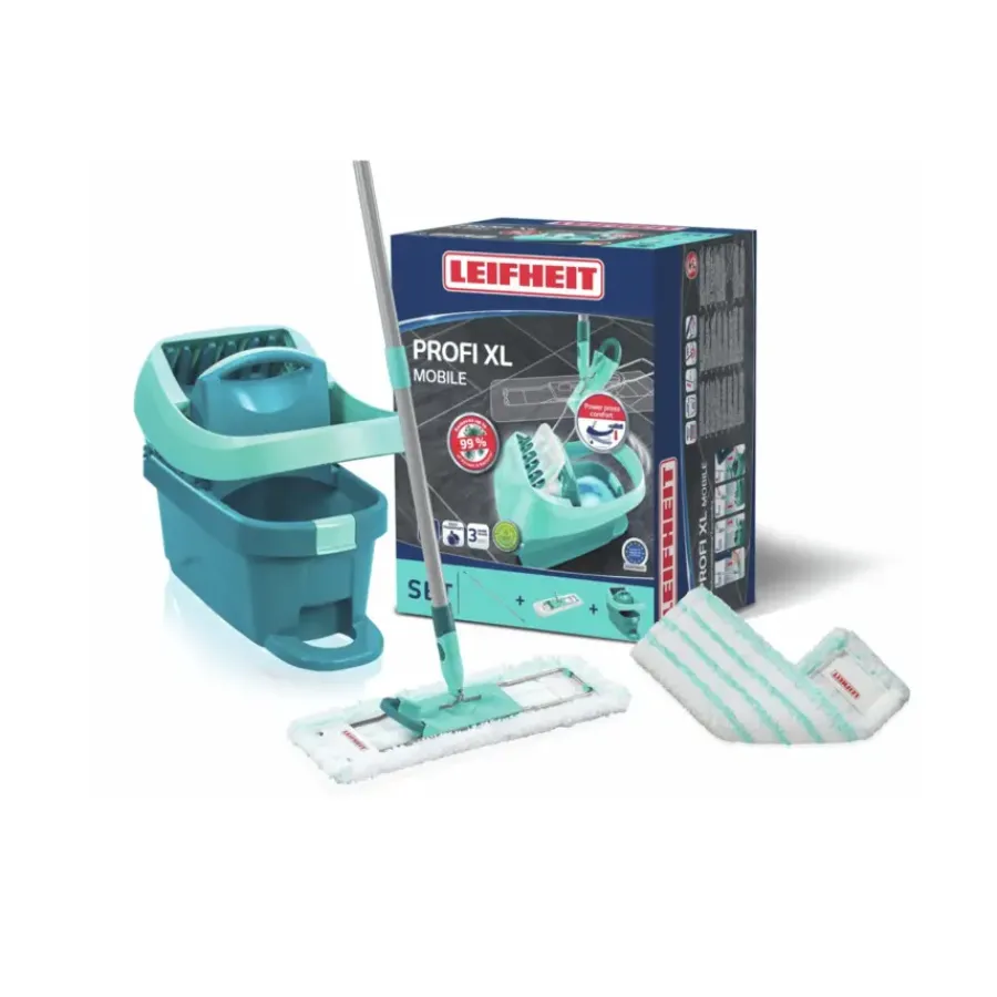 LEIFHEIT Profi vloerwisser XL - 42 cm compleet dweilsysteem op wieltjes met micro duo overtrek
