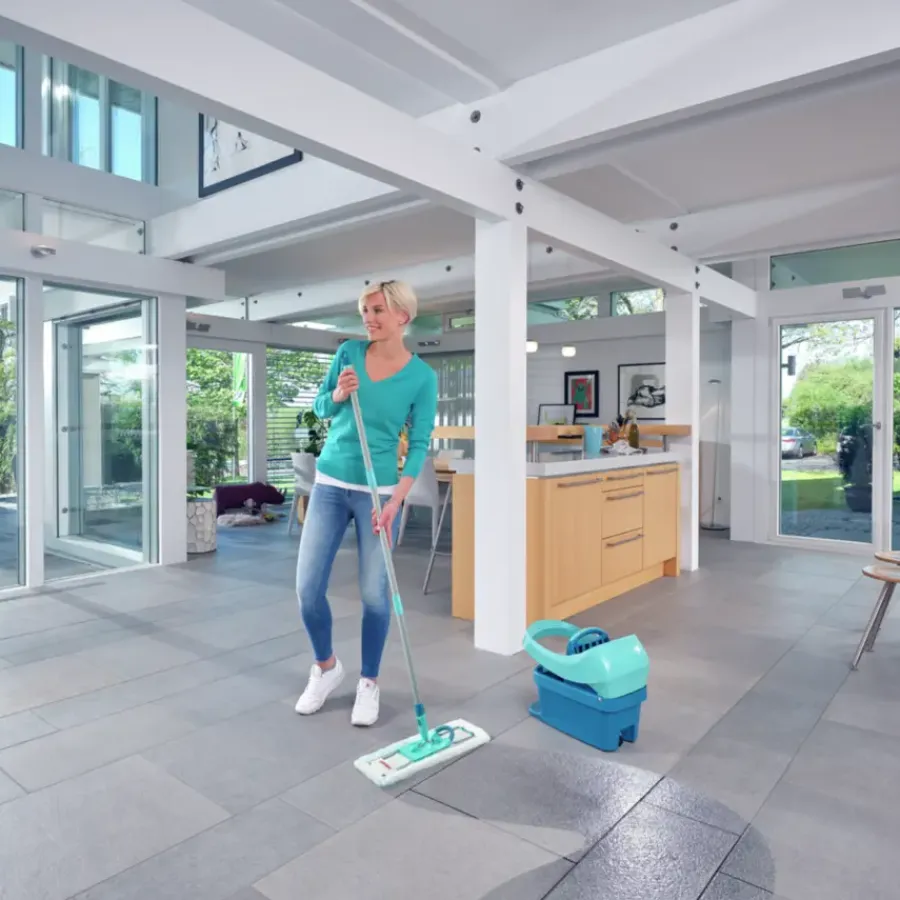 LEIFHEIT Profi vloerwisser XL - 42 cm compleet dweilsysteem op wieltjes met micro duo overtrek