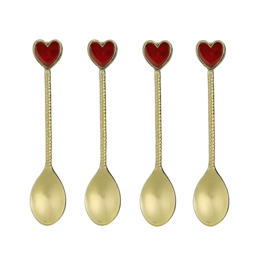Geen Lepel hart goud 4 stuks - l13xb2,5cm