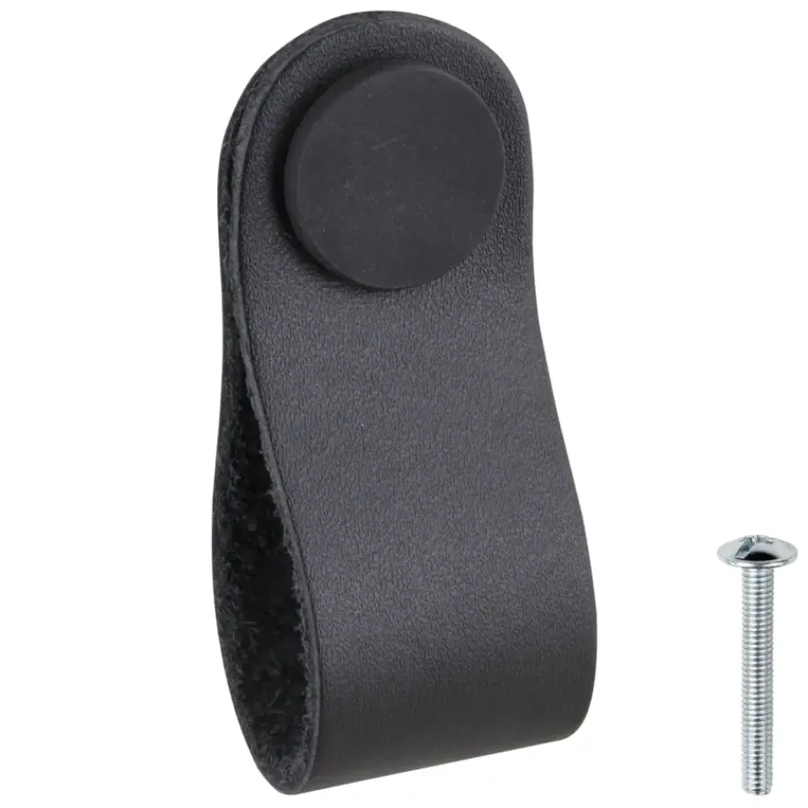 Siro Leren knop Damian zwart 28mm
