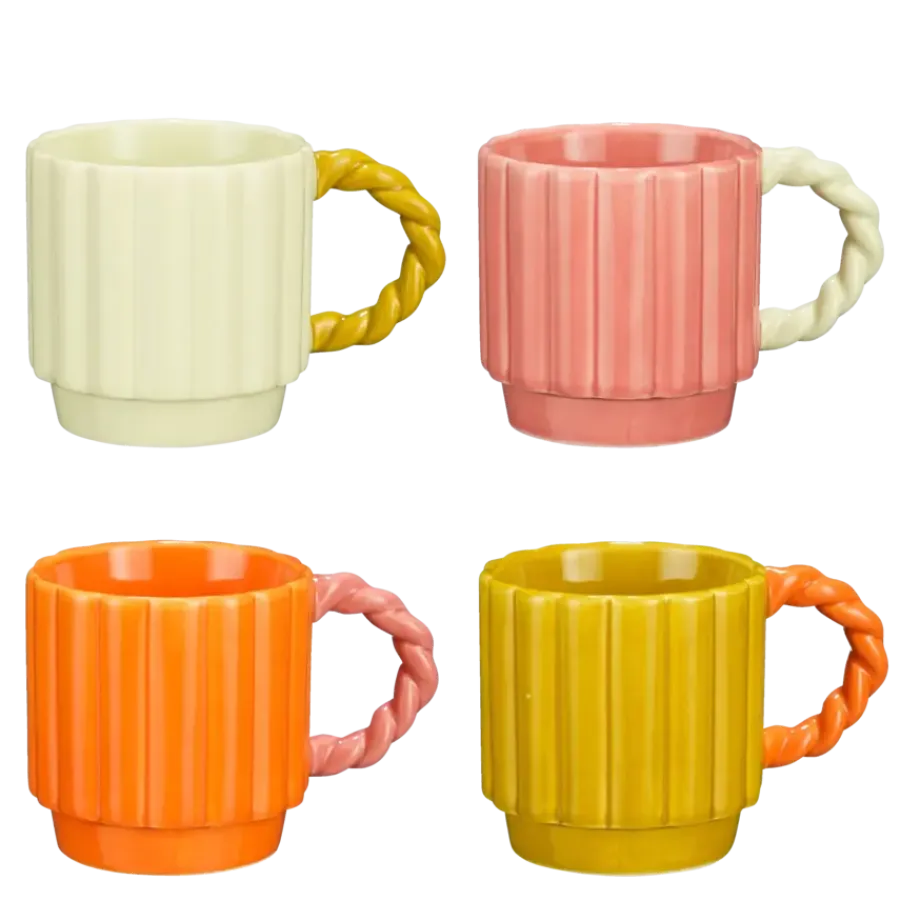 Geen Lizzy mok roze oranje geel licht groen - l11xb8xh8cm