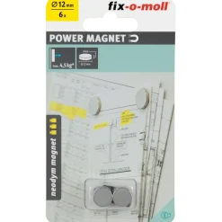 Fix-o-moll Magneetschijf Neodymium zilver 12x3mm 6 stuks