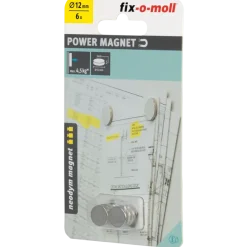 Fix-o-moll Magneetschijf Neodymium zilver 12x3mm 6 stuks