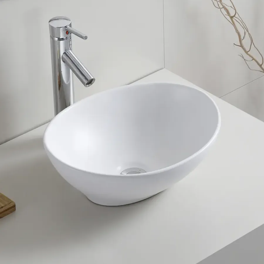 Marho Ablua waskom ovaal 40 x 33 x 14,5 cm keramiek mat wit