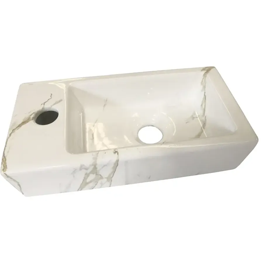 Marho fonteinset compleet links Ondine S mini wit + geborsteld messing