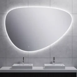Marho Huevo organische badkamerspiegel met verlichting en verwarming dimbaar Ø 150 cm
