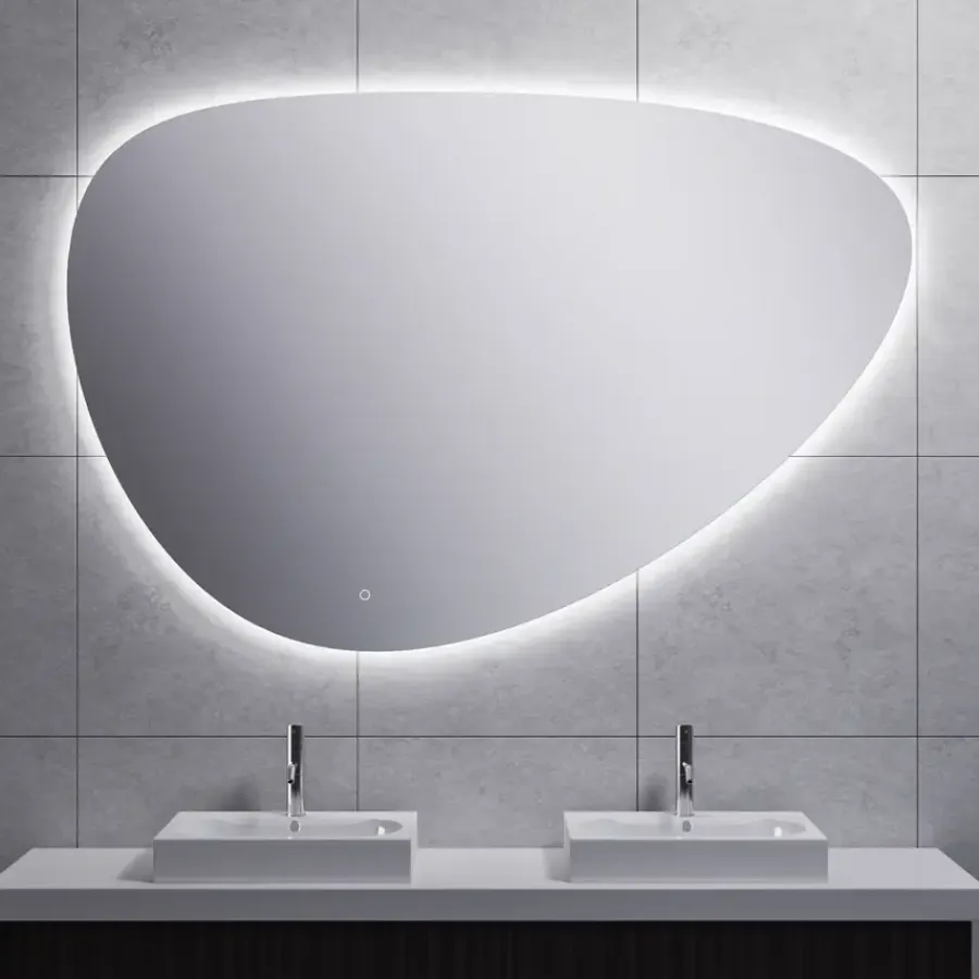 Marho Huevo organische badkamerspiegel met verlichting en verwarming dimbaar Ø 150 cm