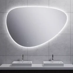 Marho Huevo organische badkamerspiegel met verlichting en verwarming dimbaar Ø 140 cm
