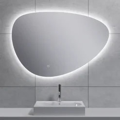 Marho Huevo organische badkamerspiegel met verlichting en verwarming dimbaar Ø 90 cm