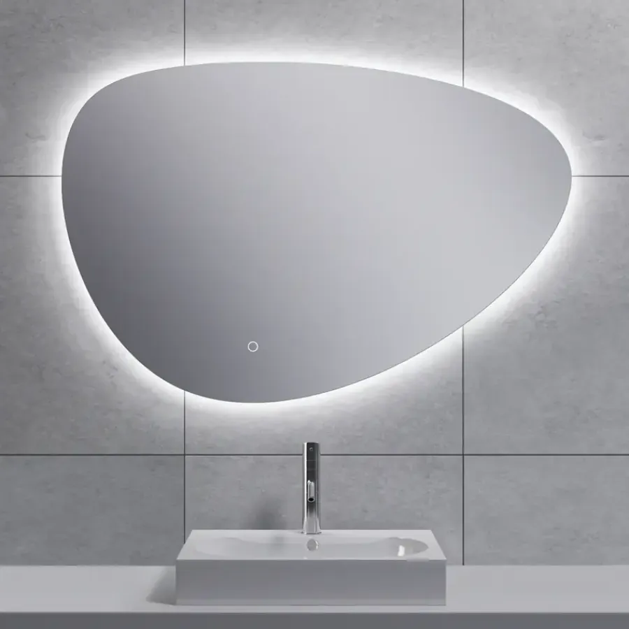 Marho Huevo organische badkamerspiegel met verlichting en verwarming dimbaar Ø 90 cm