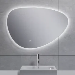 Marho Huevo organische badkamerspiegel met verlichting en verwarming dimbaar Ø 80 cm