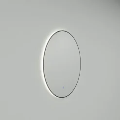 Marho Mavri badkamerspiegel rond verlichting dimbaar mat zwart Ø 80 cm