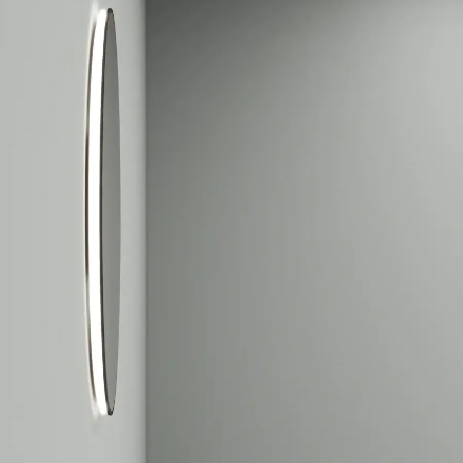 Marho Mavri badkamerspiegel rond verlichting dimbaar mat zwart Ø 80 cm